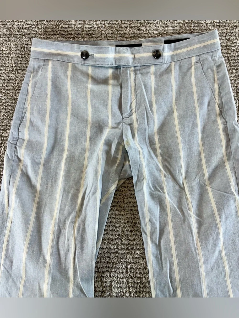 Banana Republic Women’s Size 4‎ Blue-White Avery Linen-Blend Pants